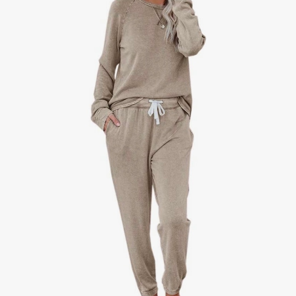 Beige Sweatsuit Set
